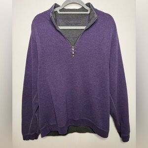 Tommy Bahama Purple and Gray Zip-Up Medium Weight Sweater